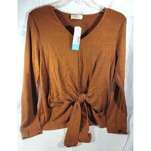 Stitch Fix Beacon Apparel Annie Long Sleeve Twist Knit Top - Burnt Orange - M